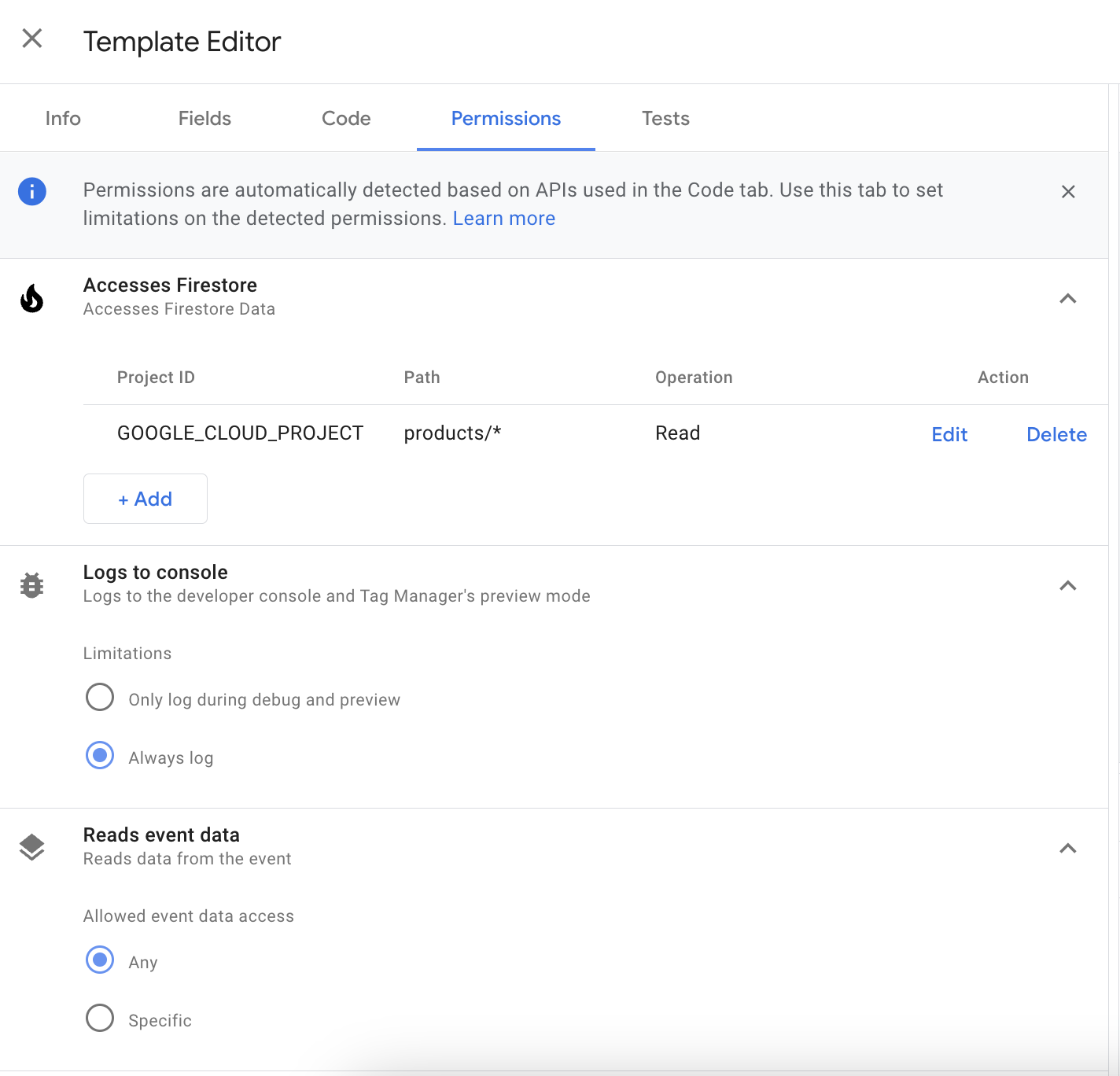 Permissions in server GTM - Stape
