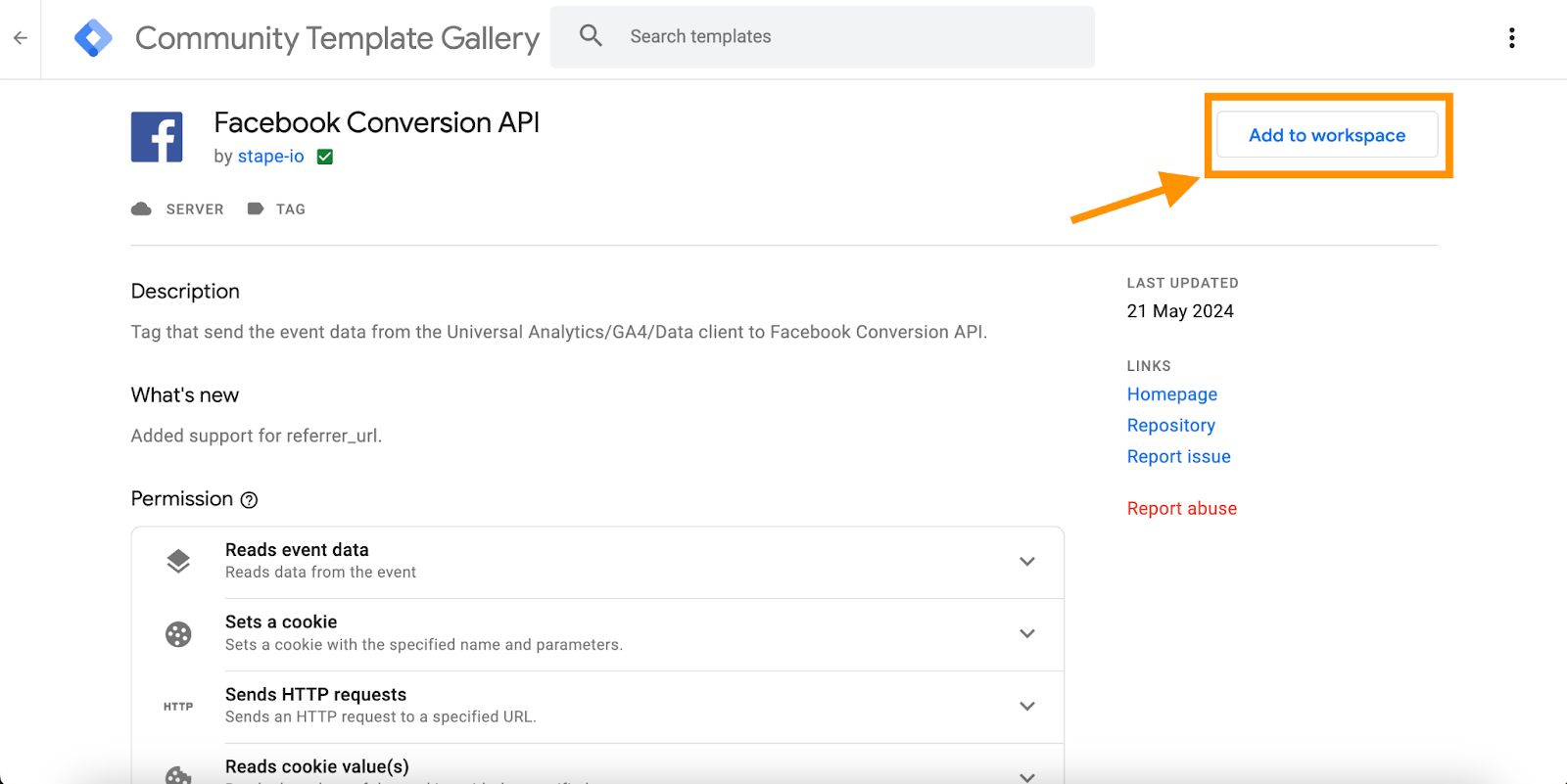 Facebook Conversions API tag