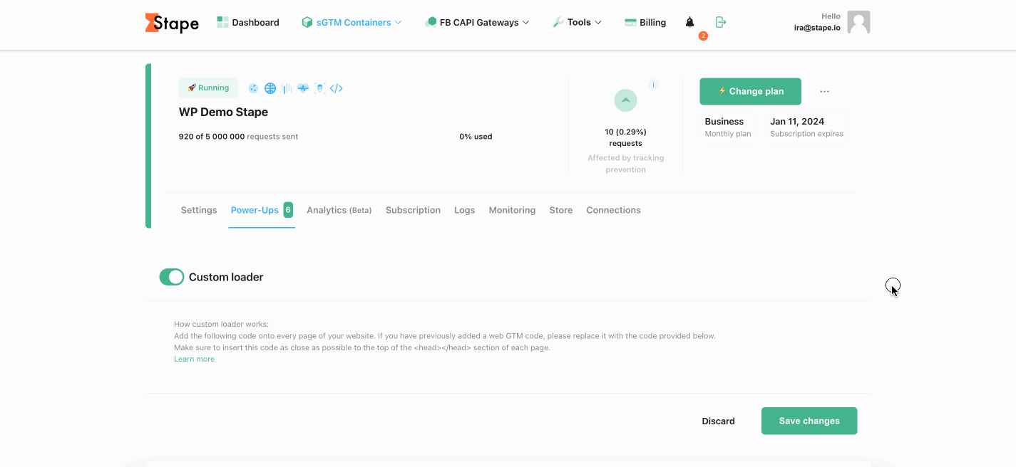 custom loader by stape