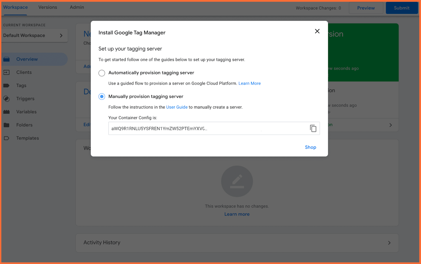 Choose "Manually provision tagging server"