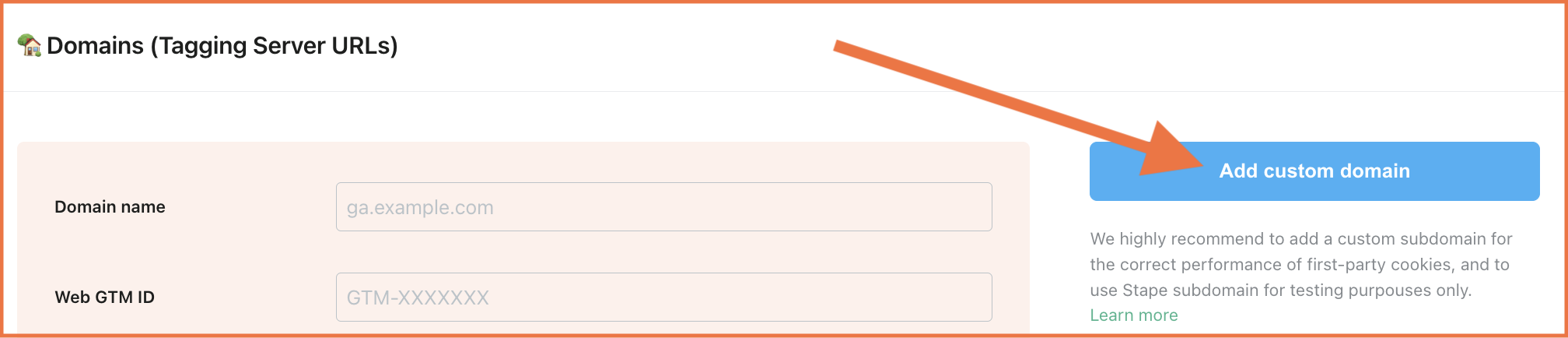Add a custom domain on Stape