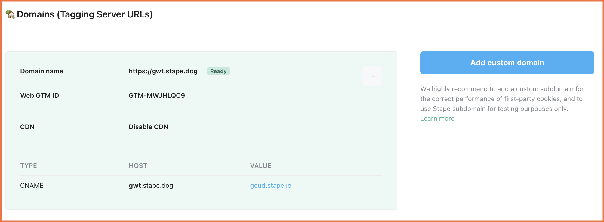Custom domain added