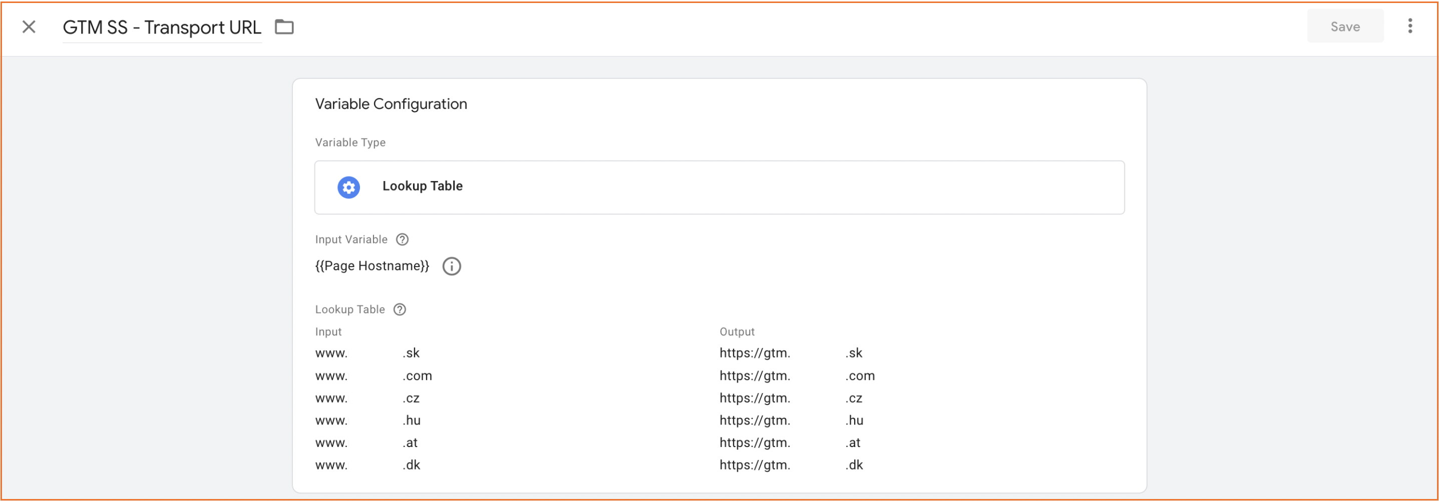 Lookup variable tagging server