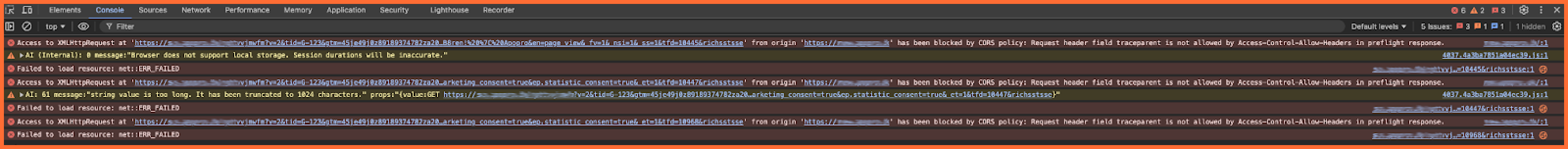 Checking CORS issues via browser console