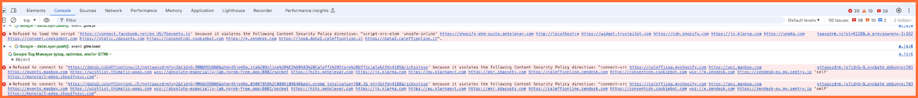 Checking CSP issues via browser console