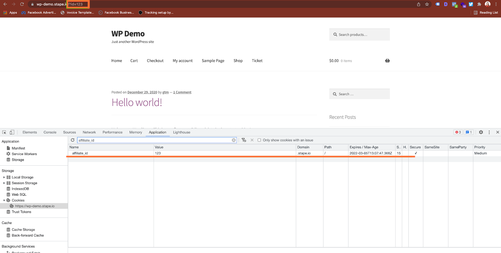 Test Affiliate PageView tag