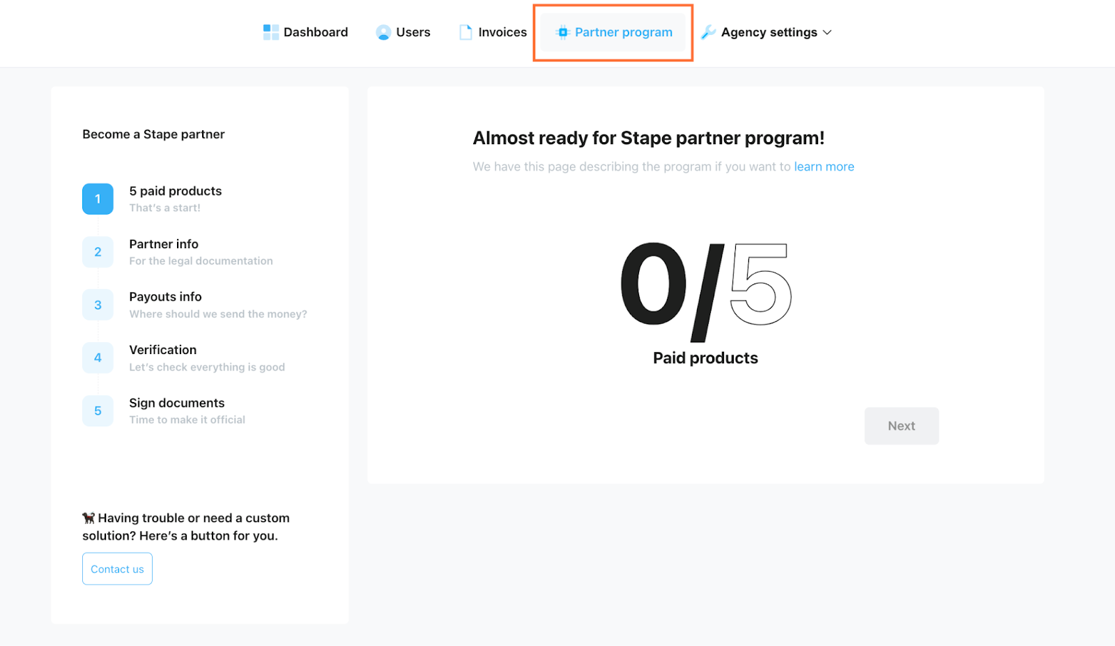 Click on Partner program
