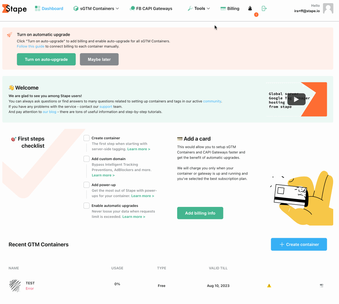 Adding billing to your account