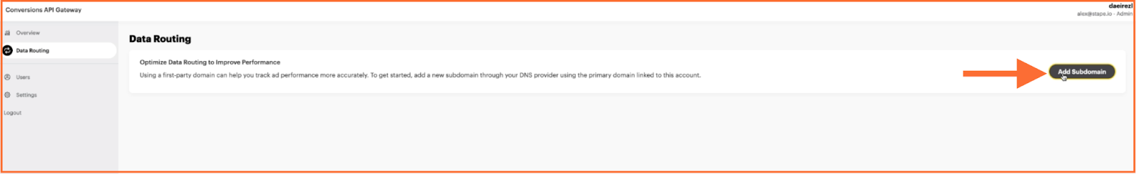 Click Add Subdomain