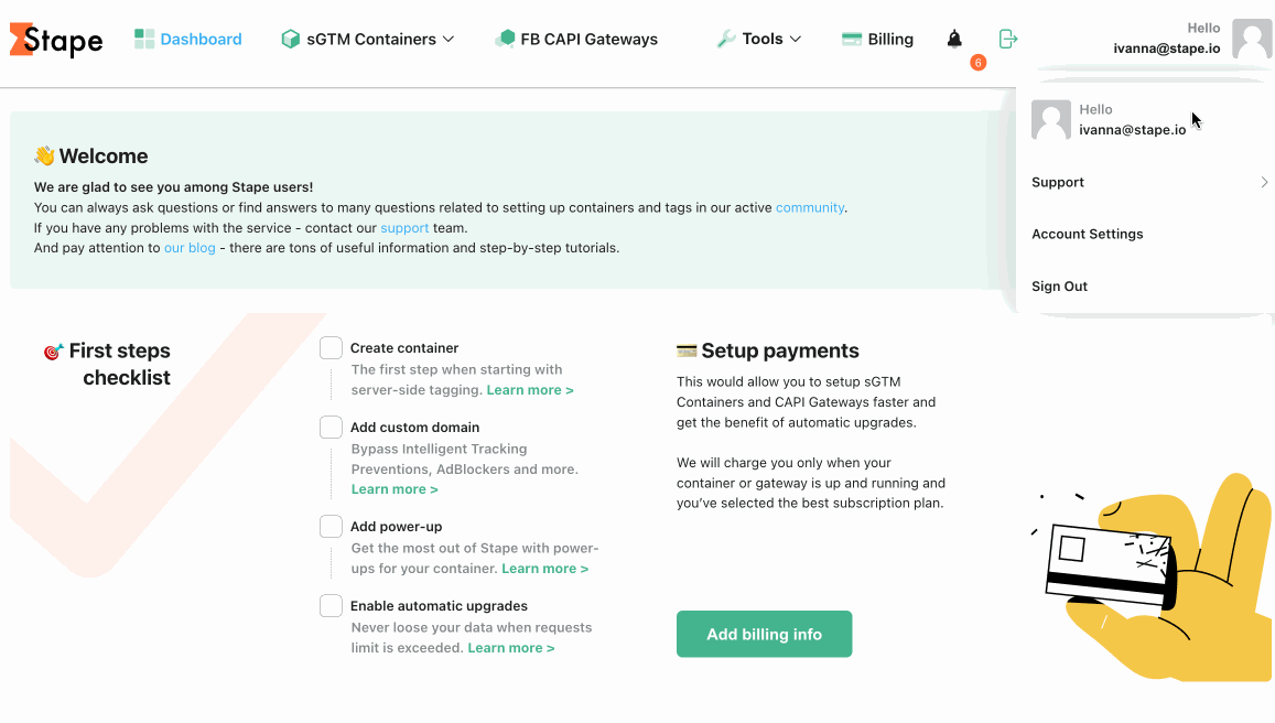 Changing your Stape login email