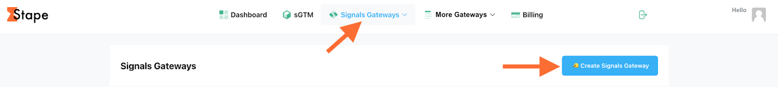 Create Signals Gateway on Stape