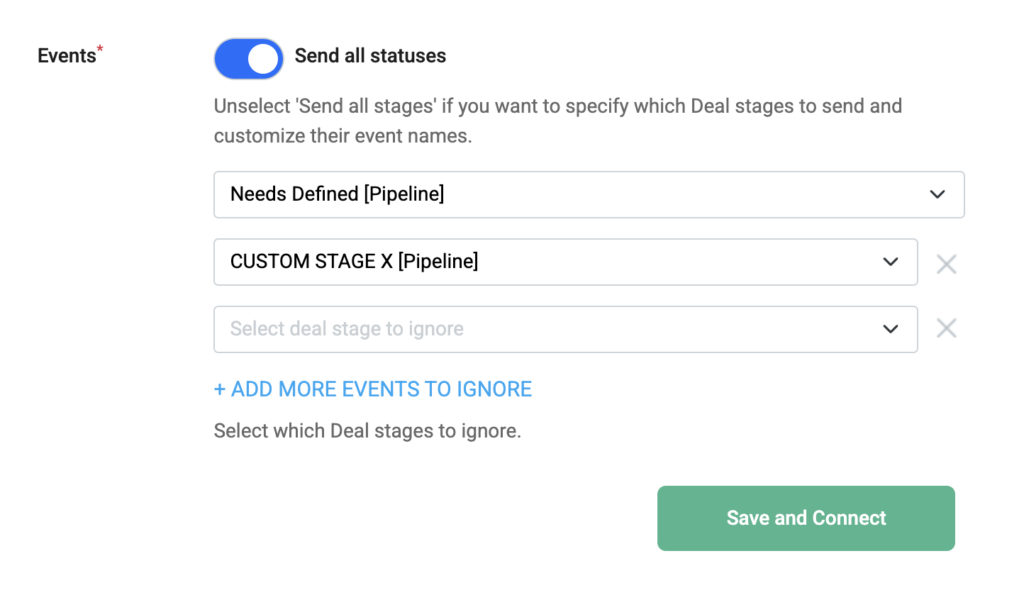 "Send all statuses" selected