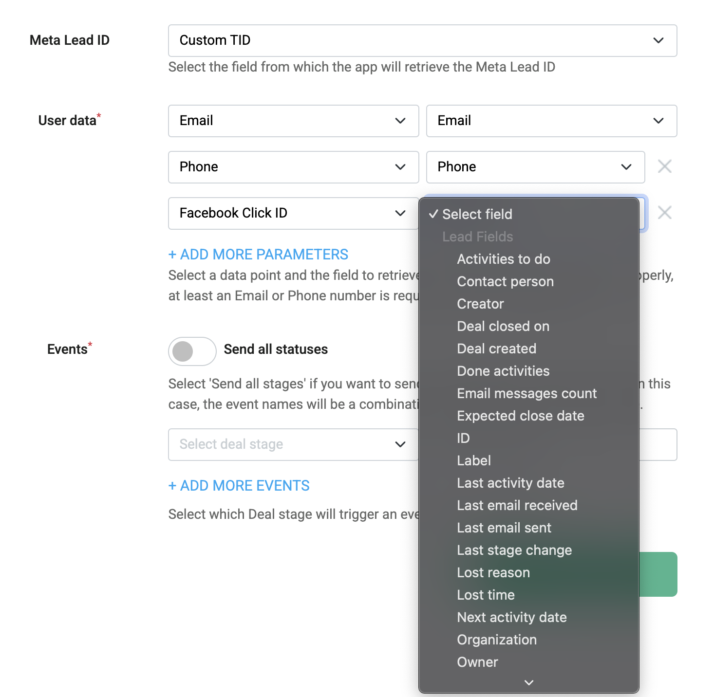 Configure additional User data