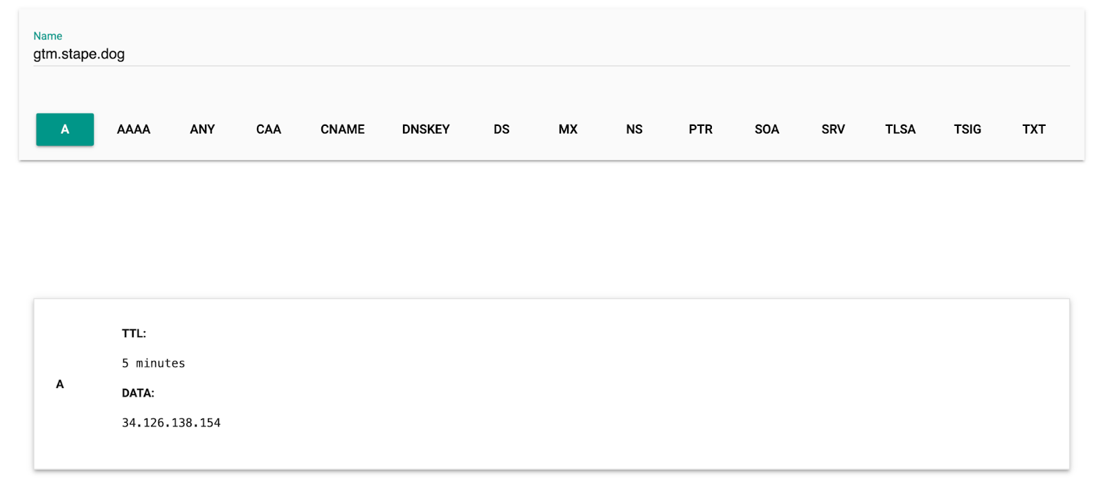 Checking DNS records using Dig