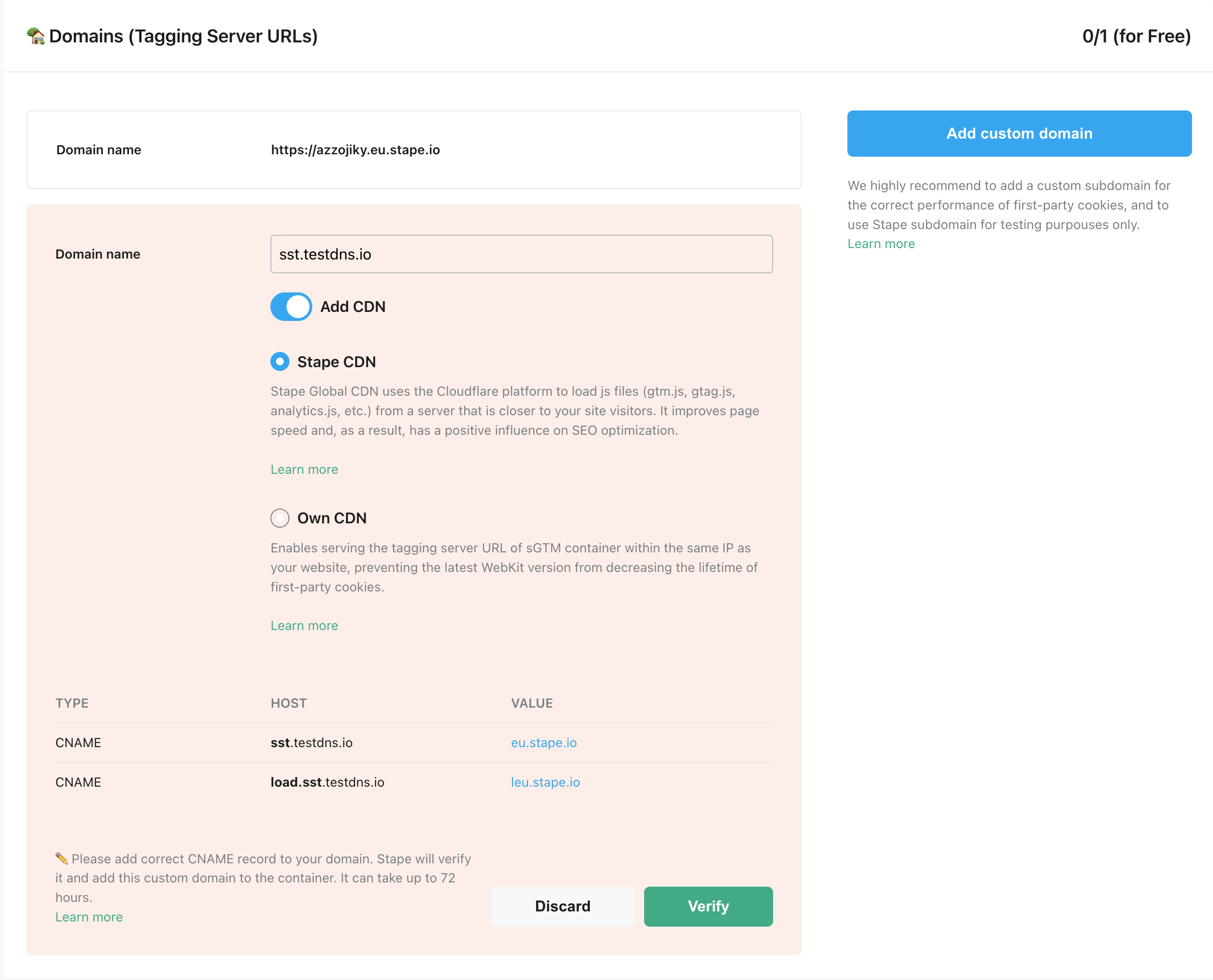 Set up custom domain for Shopify | Stape