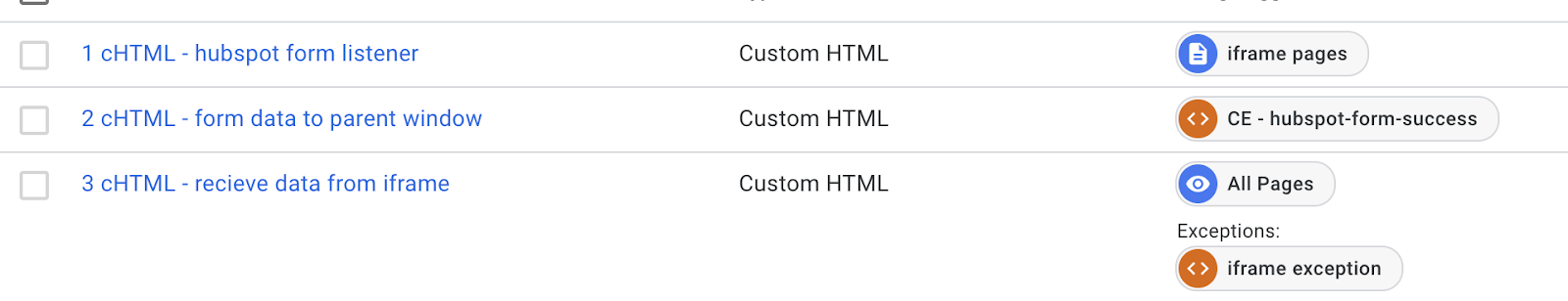 Custom HTML tag script - data to send
