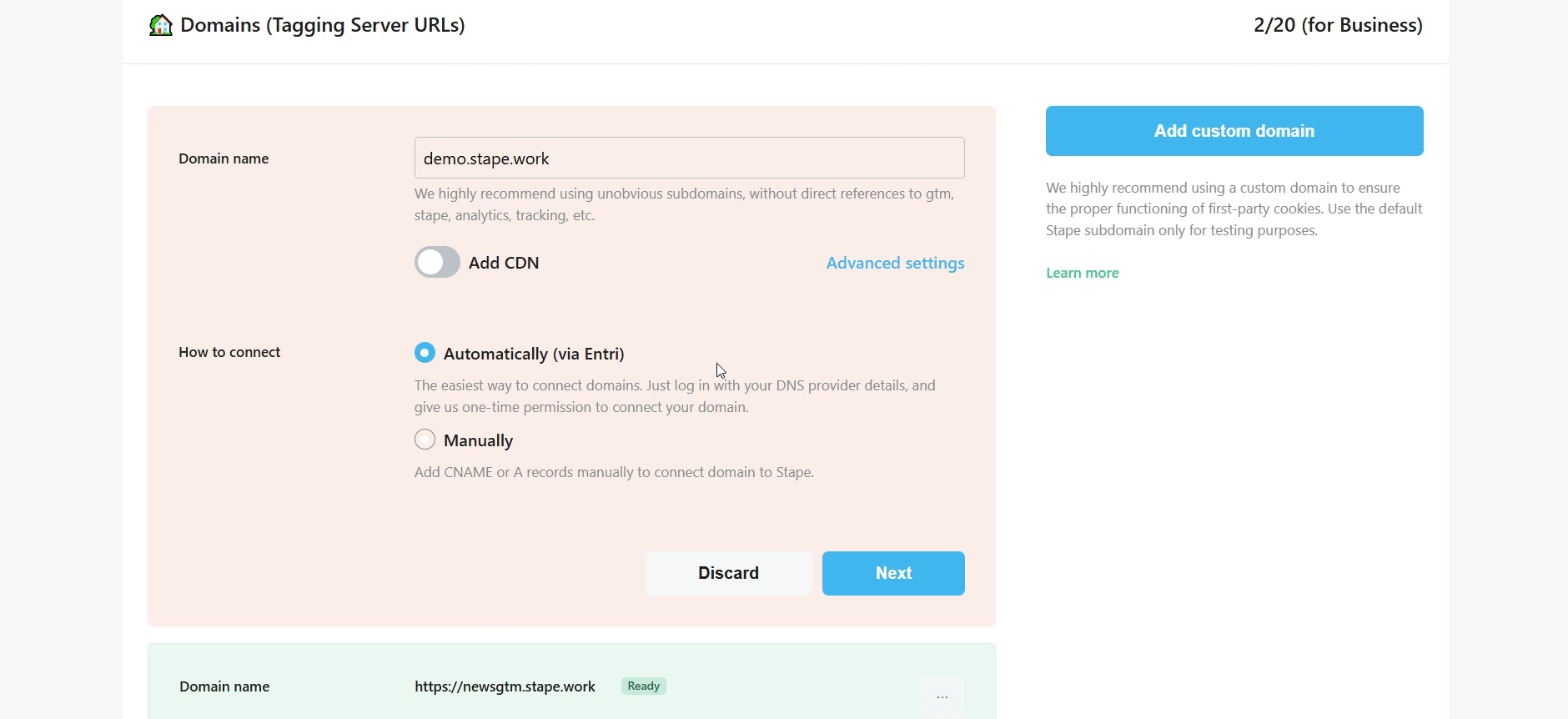 Enter your Domain information