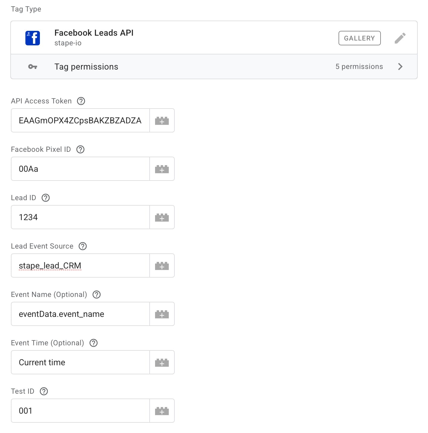 Facebook Leads API template - Stape