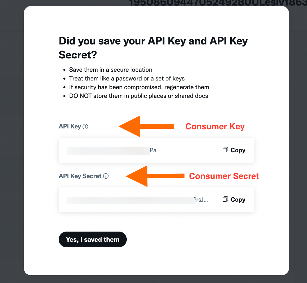 Consumer Key and Secret