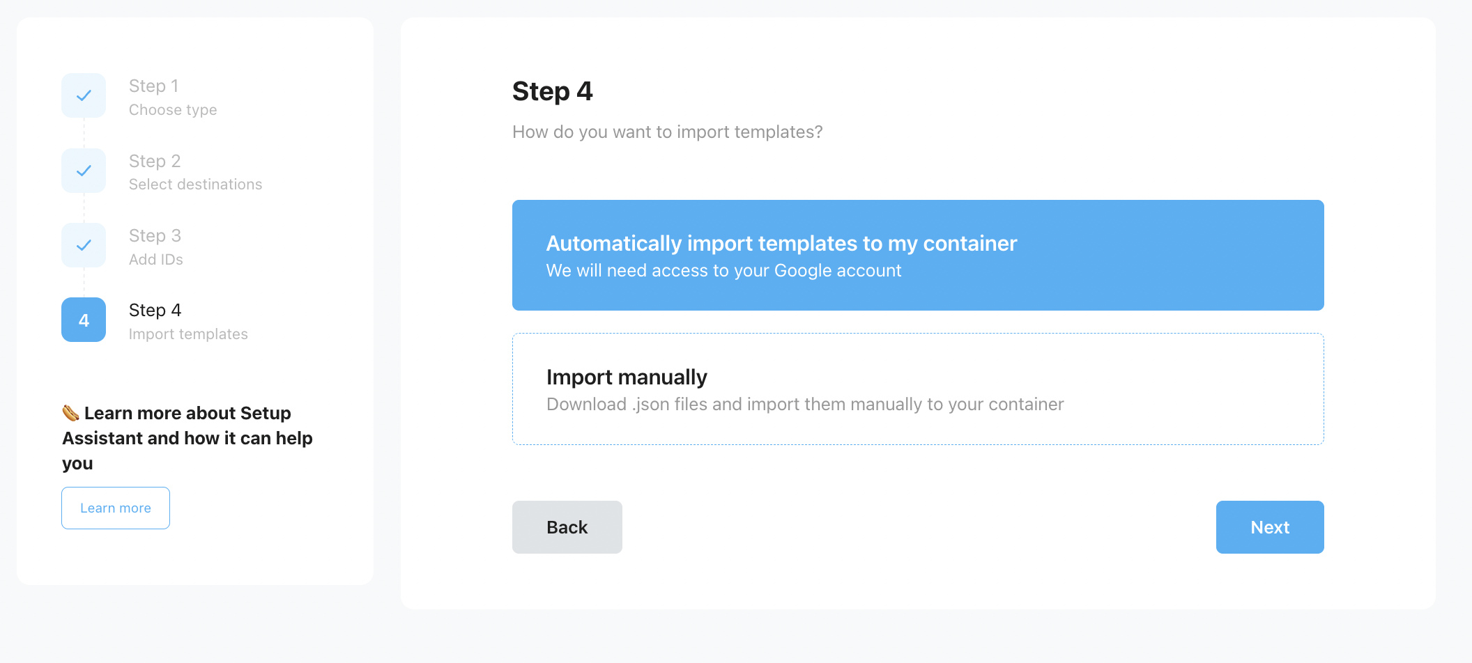 Automatically import templates 