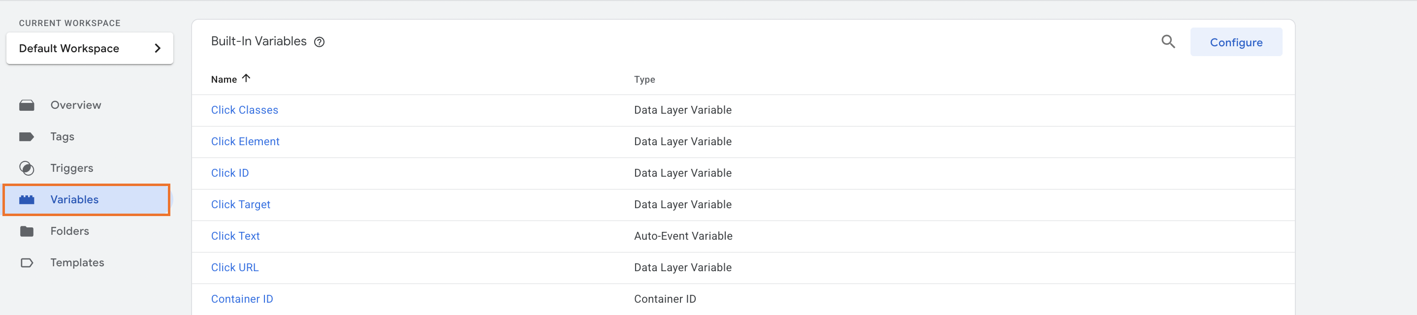 Variables in GTM