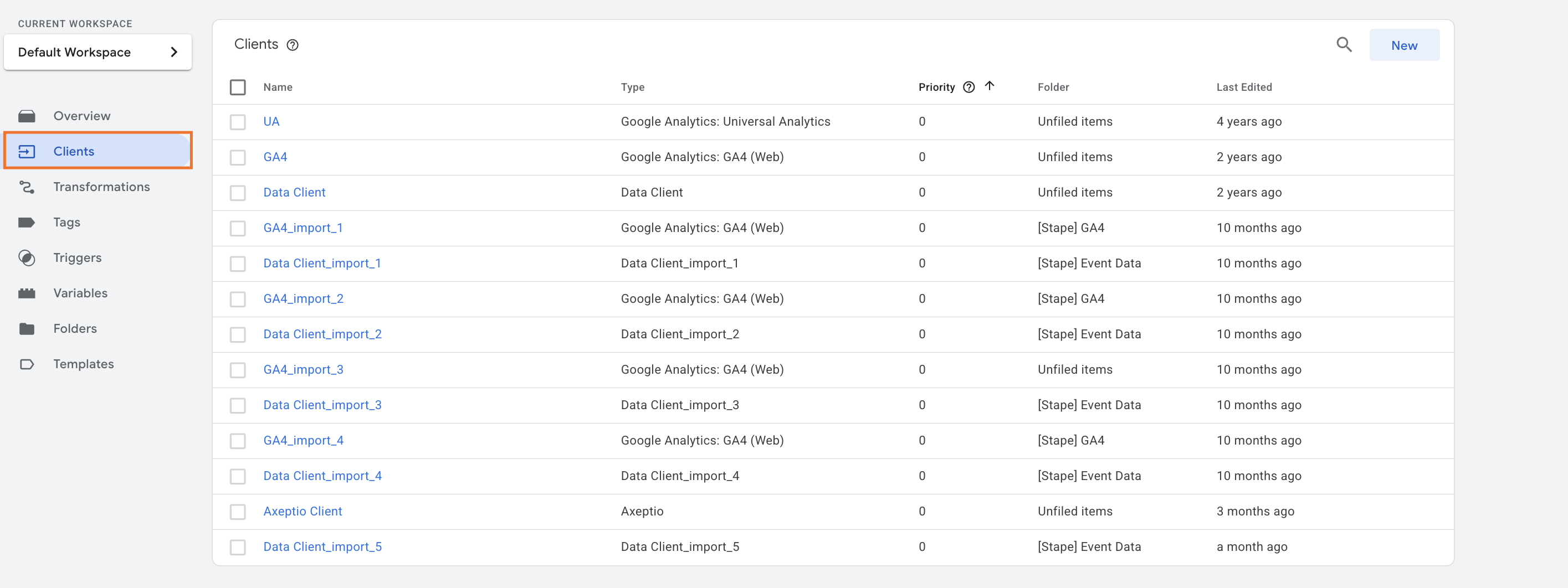 Clients section in server GTM