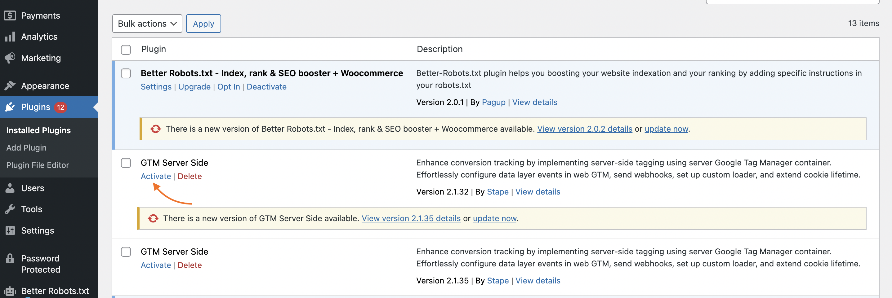 Activate plugin