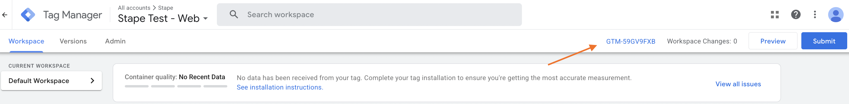 Web GTM container ID