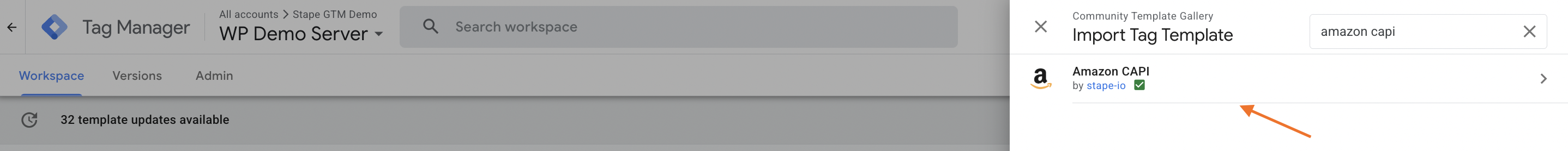 Add Amazon CAPI tag to workspace