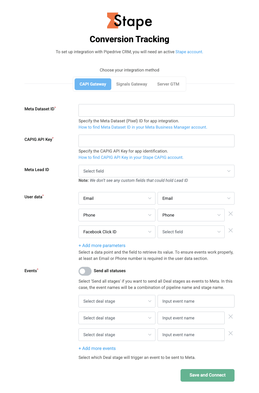 Fill out required fields