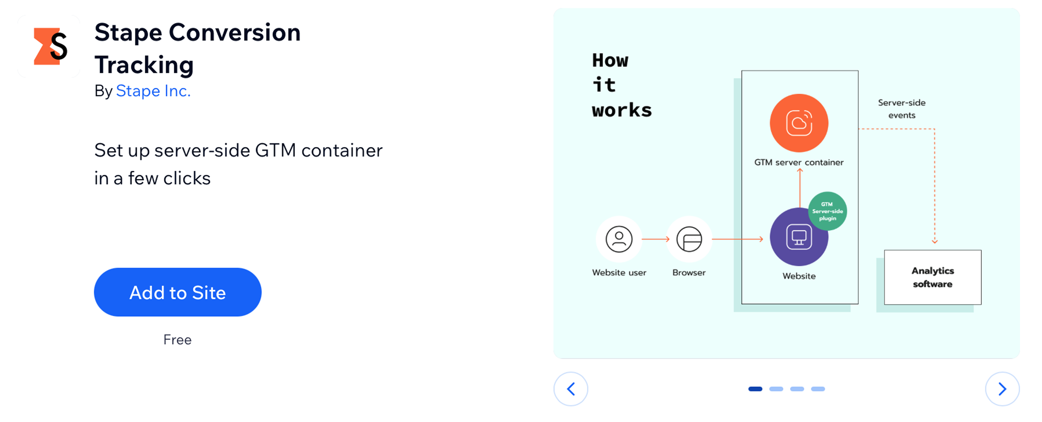 Stape's Conversion Tracking app for Wix websites 