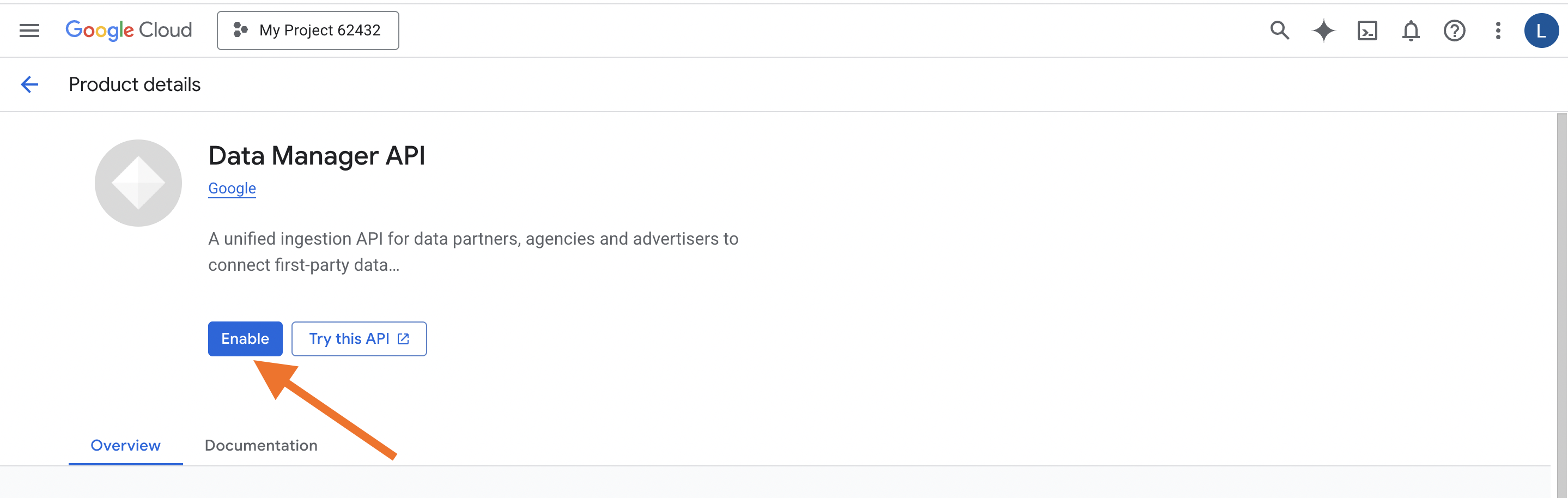 Enable Data Manager API