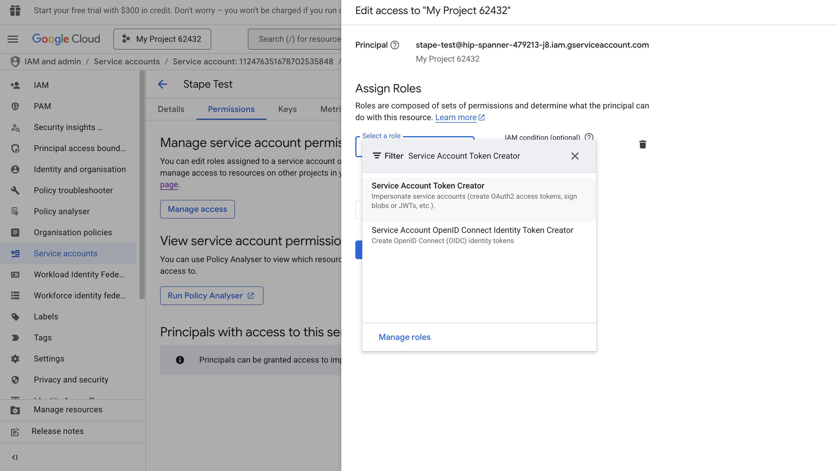 Assign a role in GCP