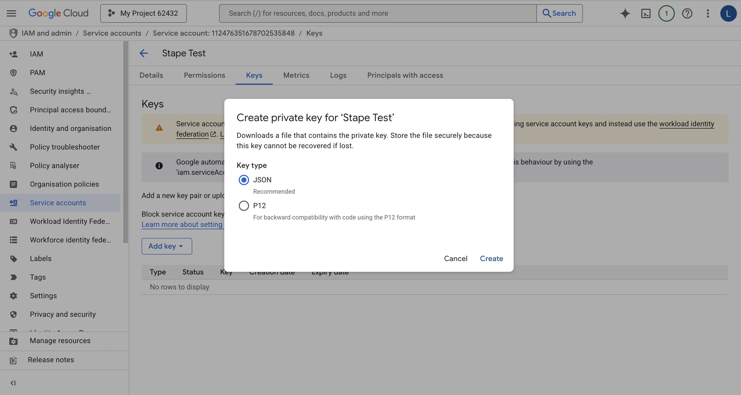 Create a private key