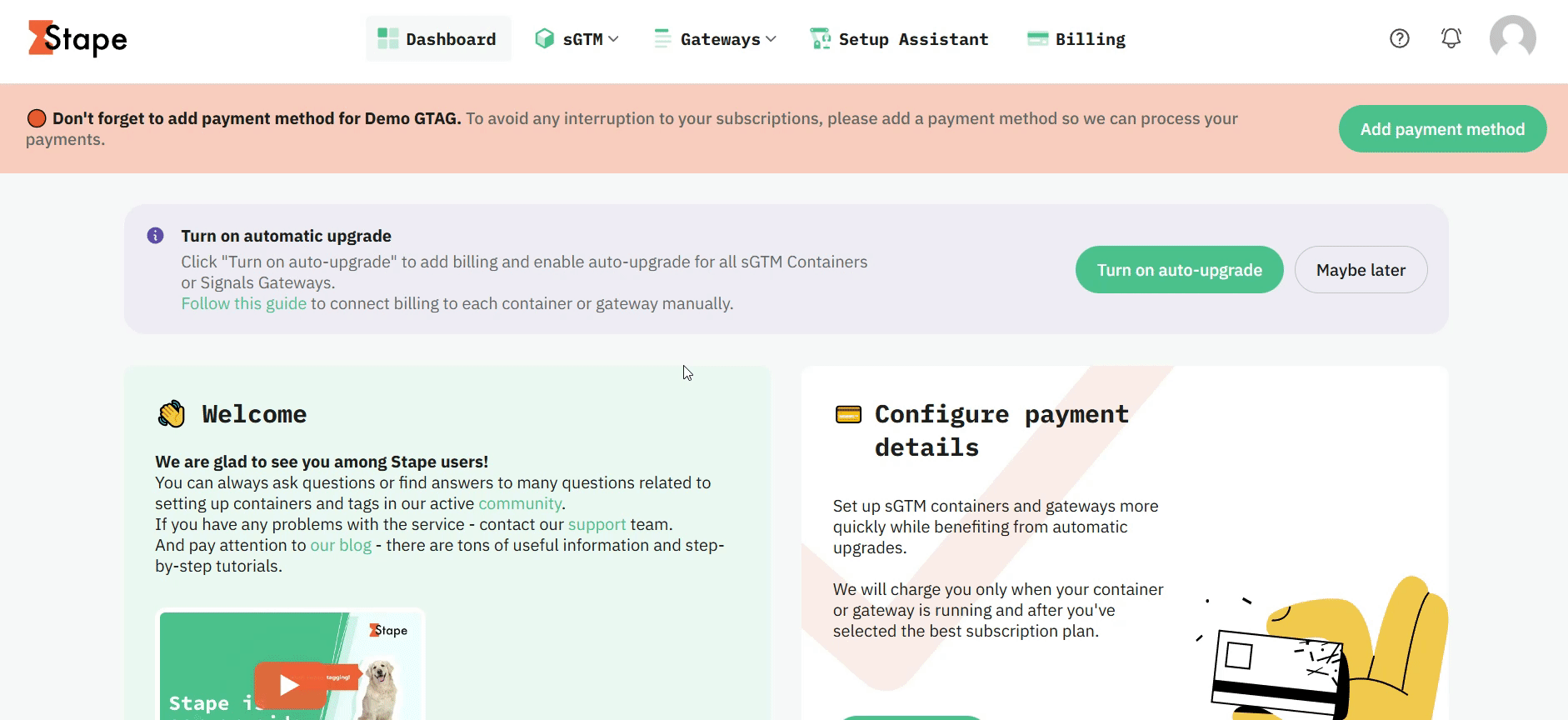 Subscribing to Stape Care