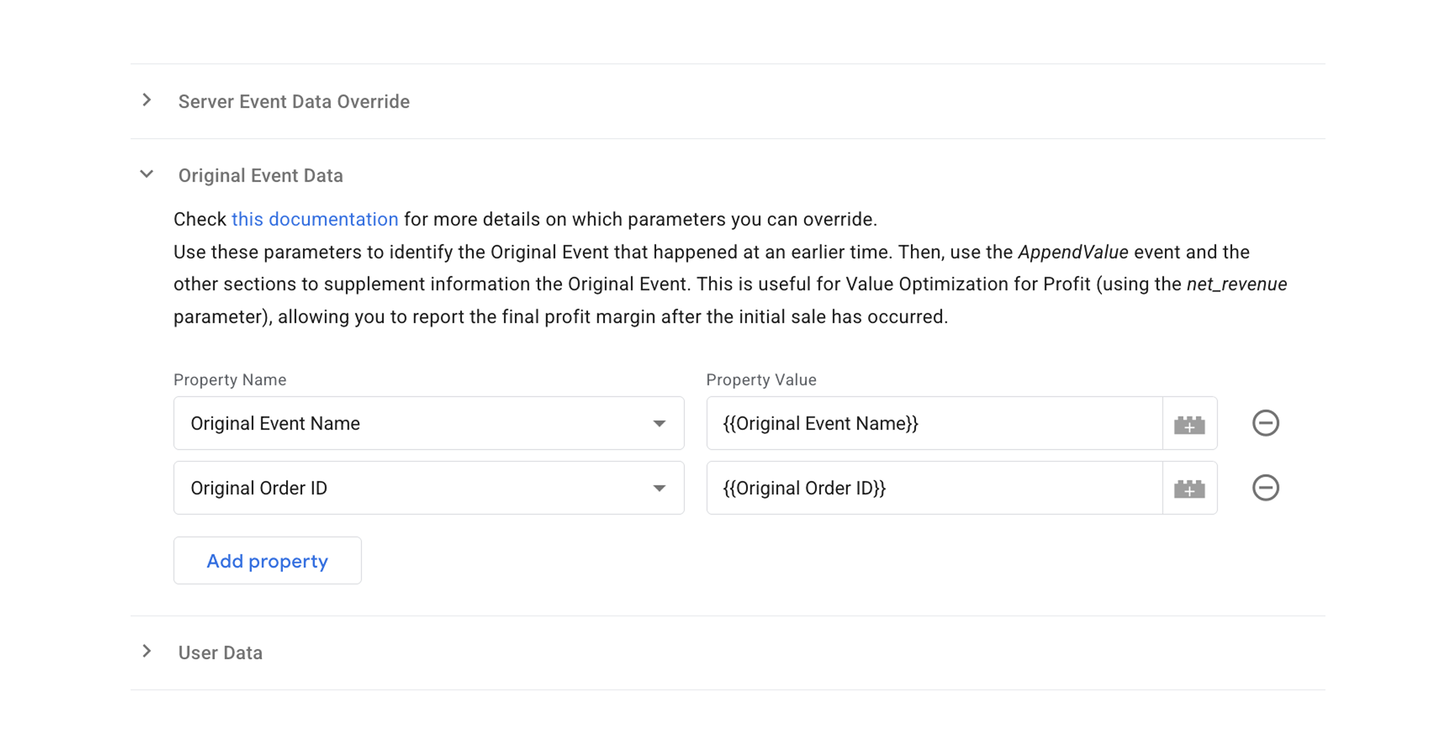 Tag CAPI no sGTM configurada para enviar margem de lucro via AppendValue