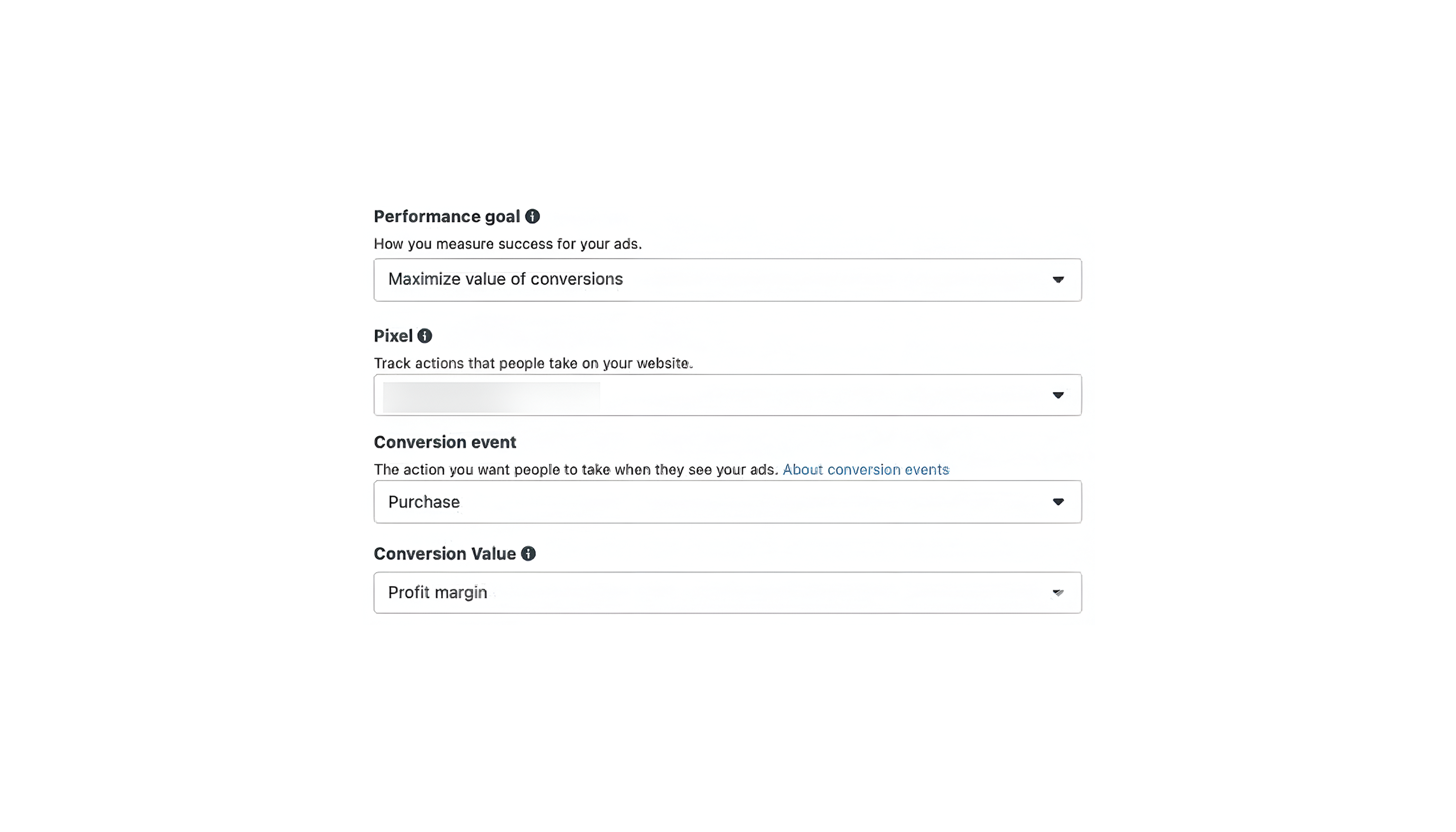 Configuração da campanha Advantage+ com otimização por valor no Meta Ads