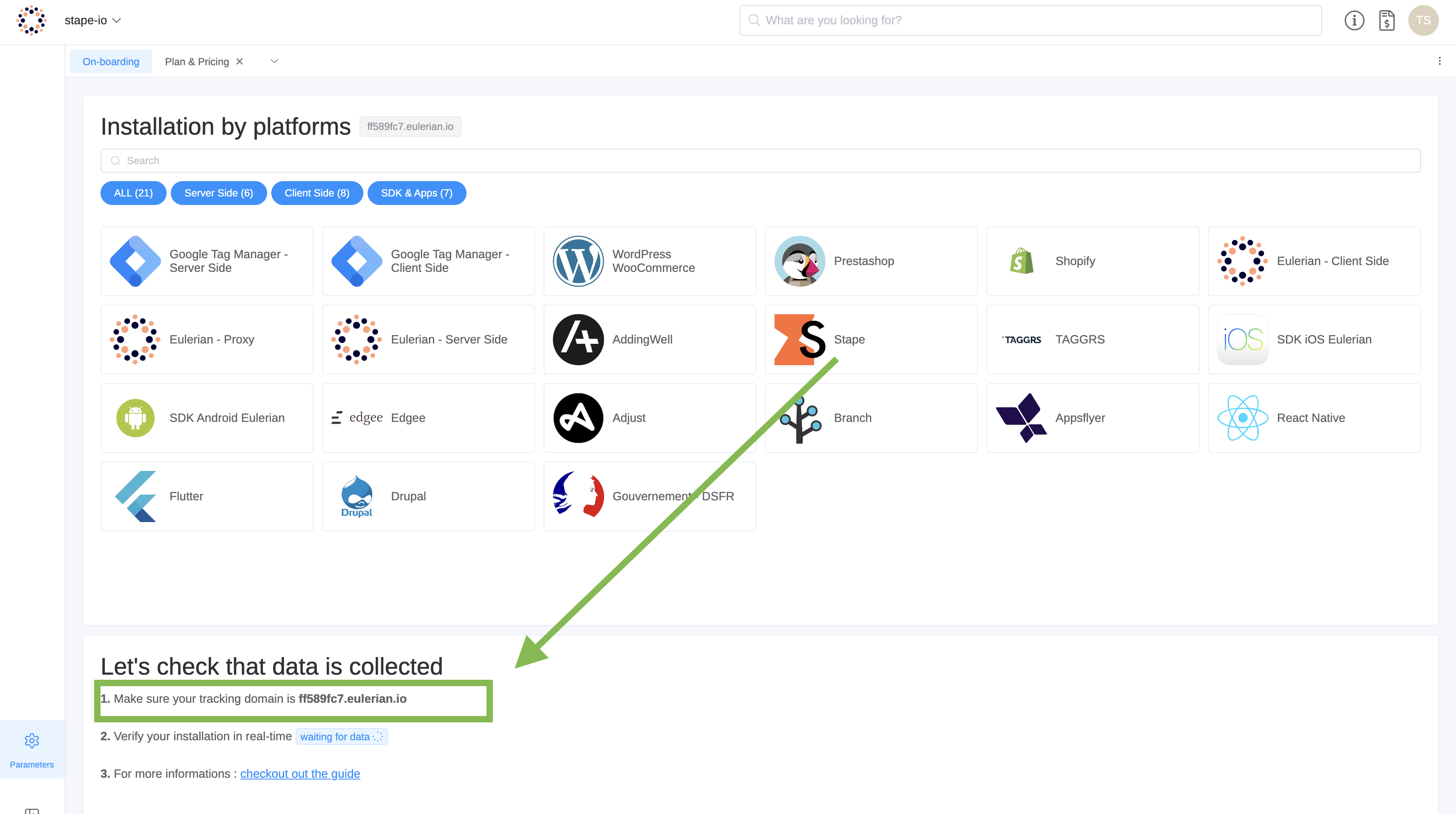 Eulerian dashboard