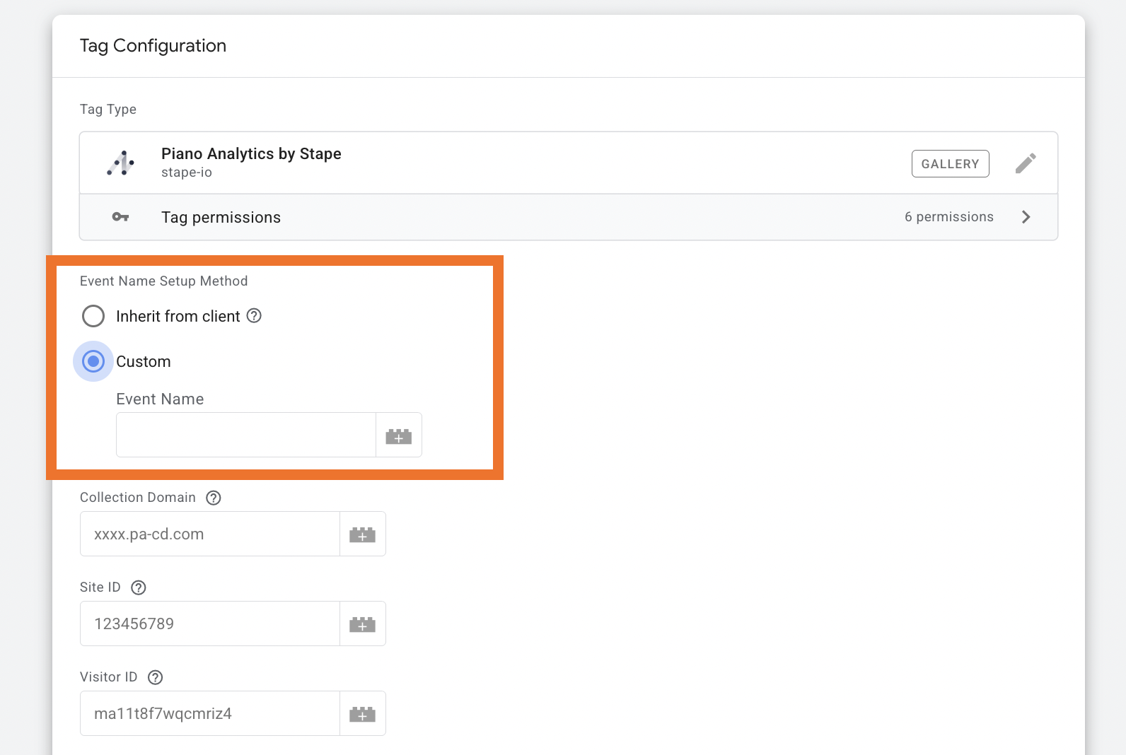 Event Name Setup Method