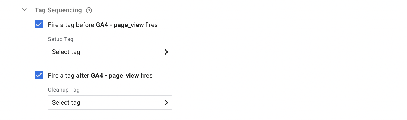 Diagrama do fluxo de tag sequencing: Setup → Main → Cleanup