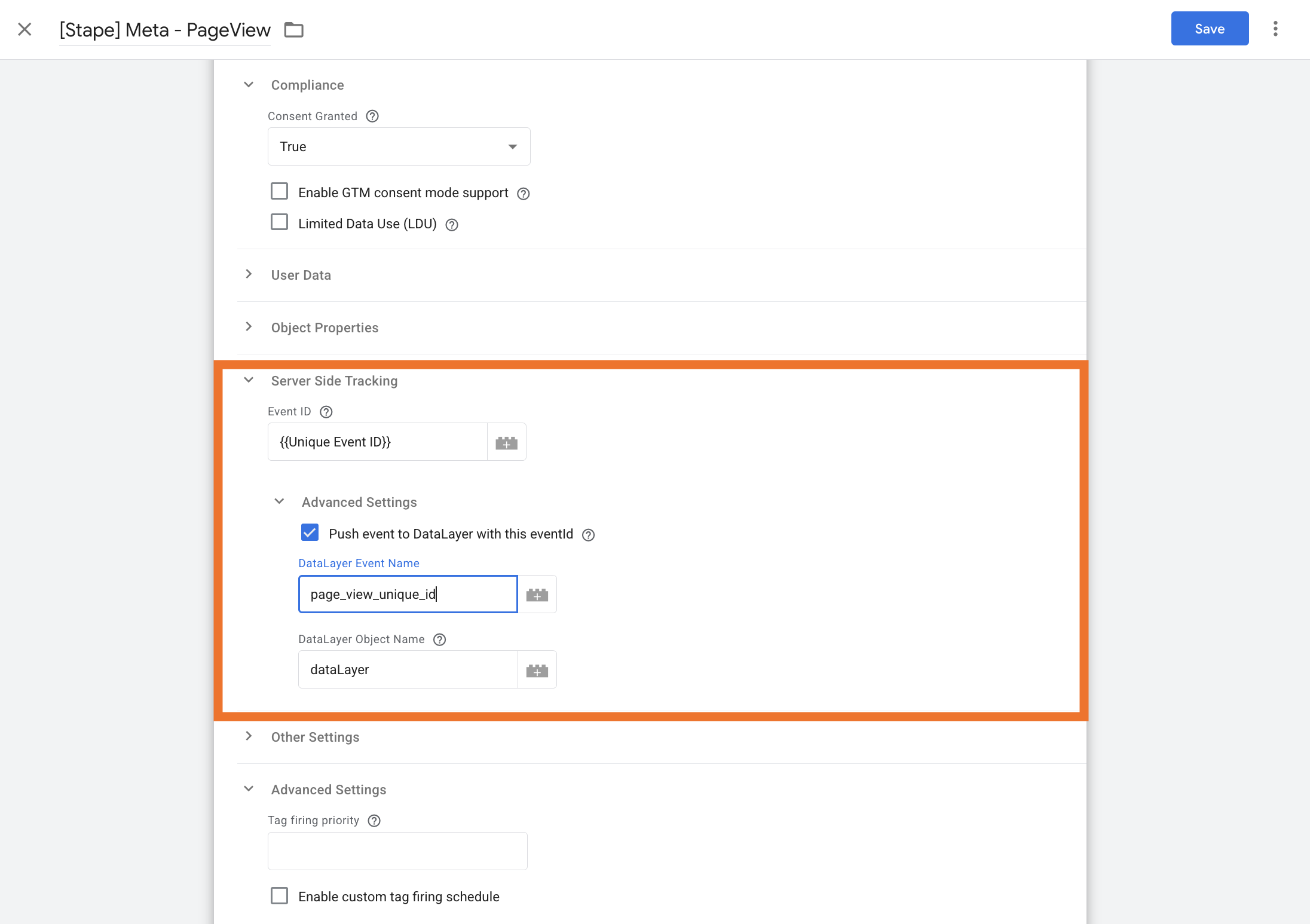 GTM Preview Mode mostrando event_id idêntico nas duas tags