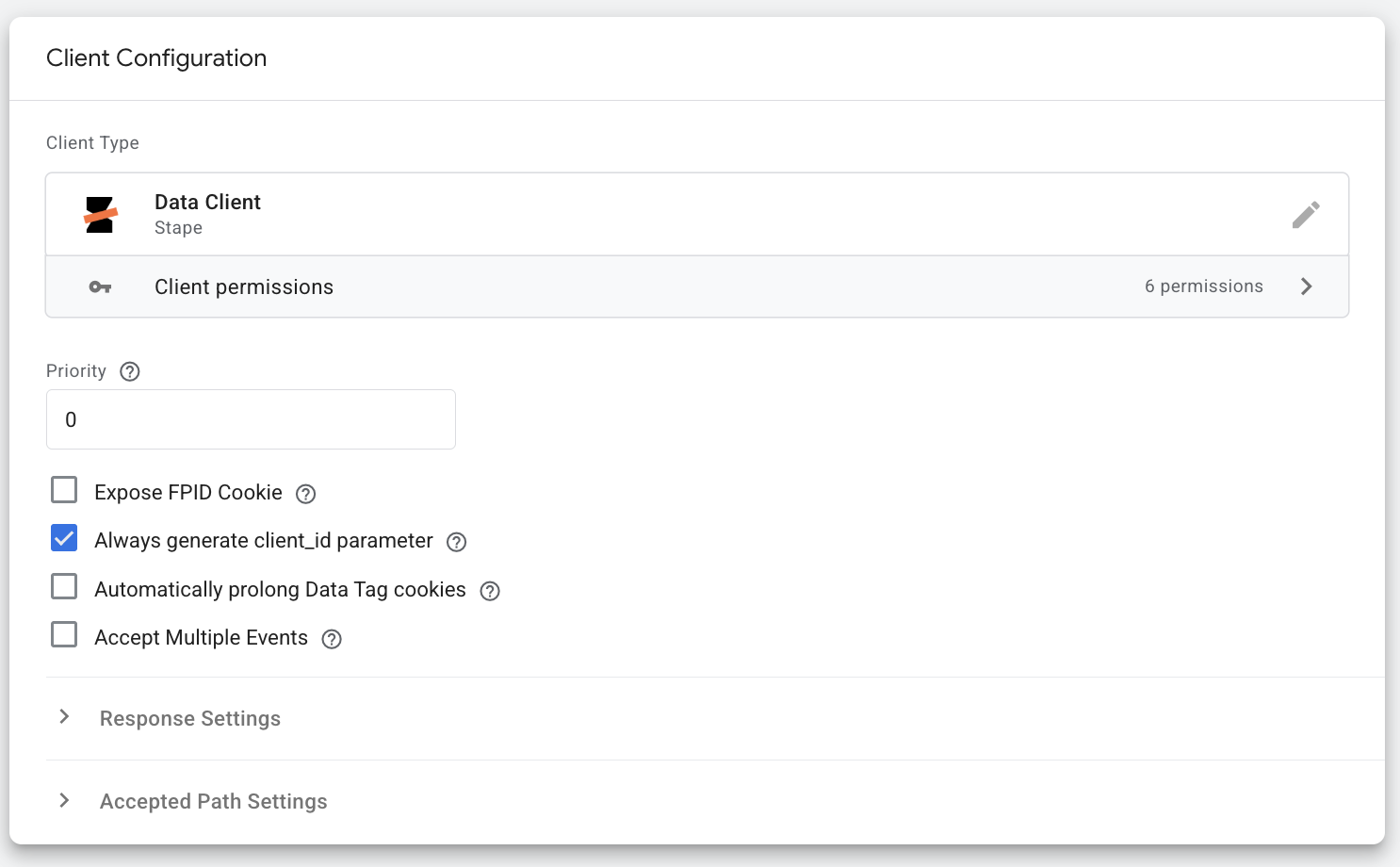Data Client config