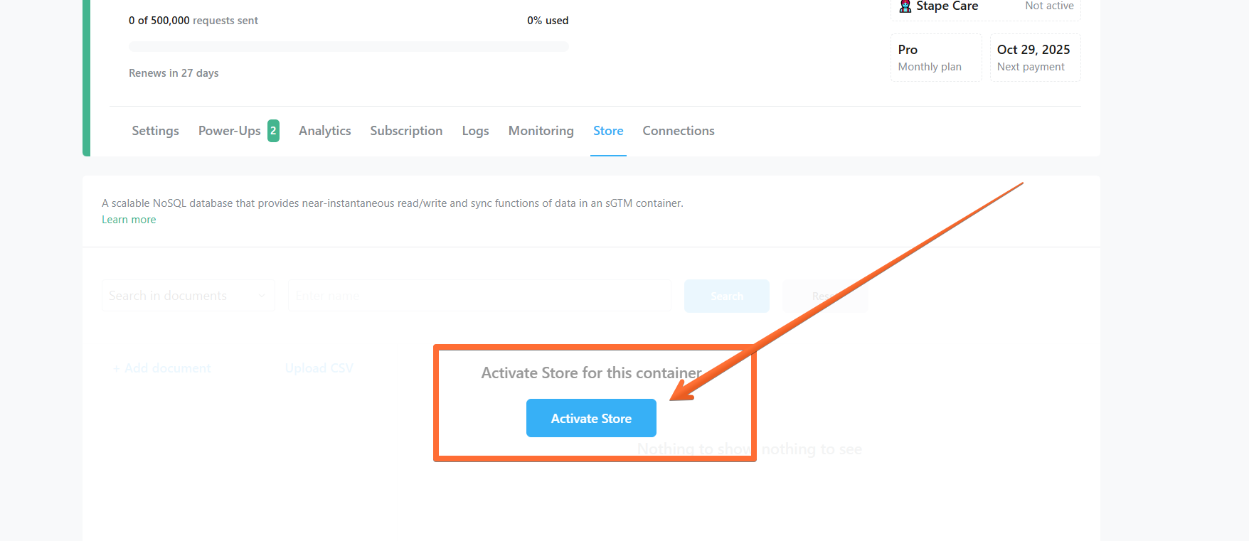 Configuração da consulta ao Stape Store no evento de compra