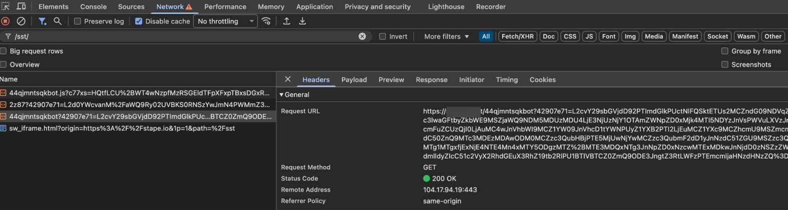 example of encrypting the GA4 request with the Enhanced protection