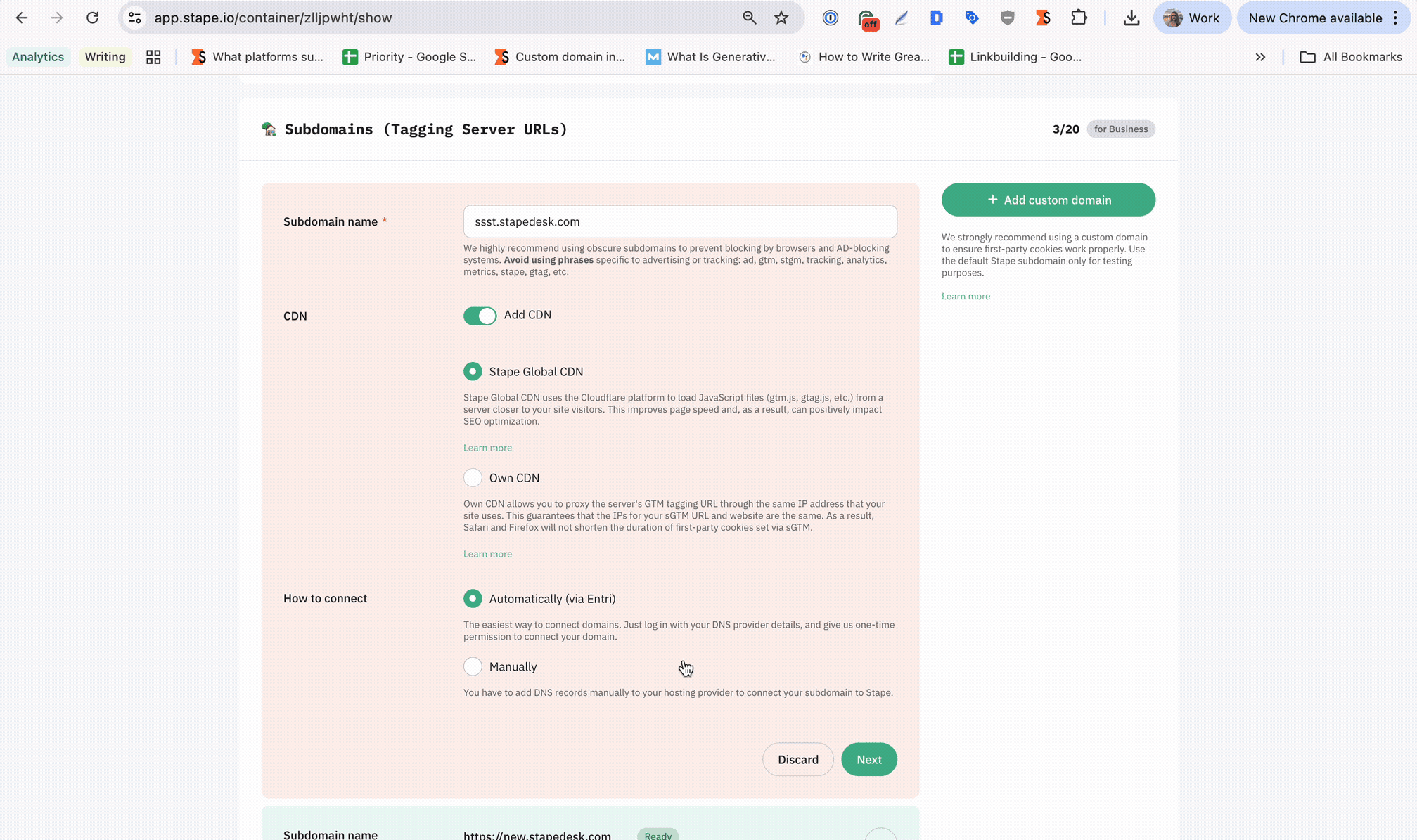 Ligação automática via Entri