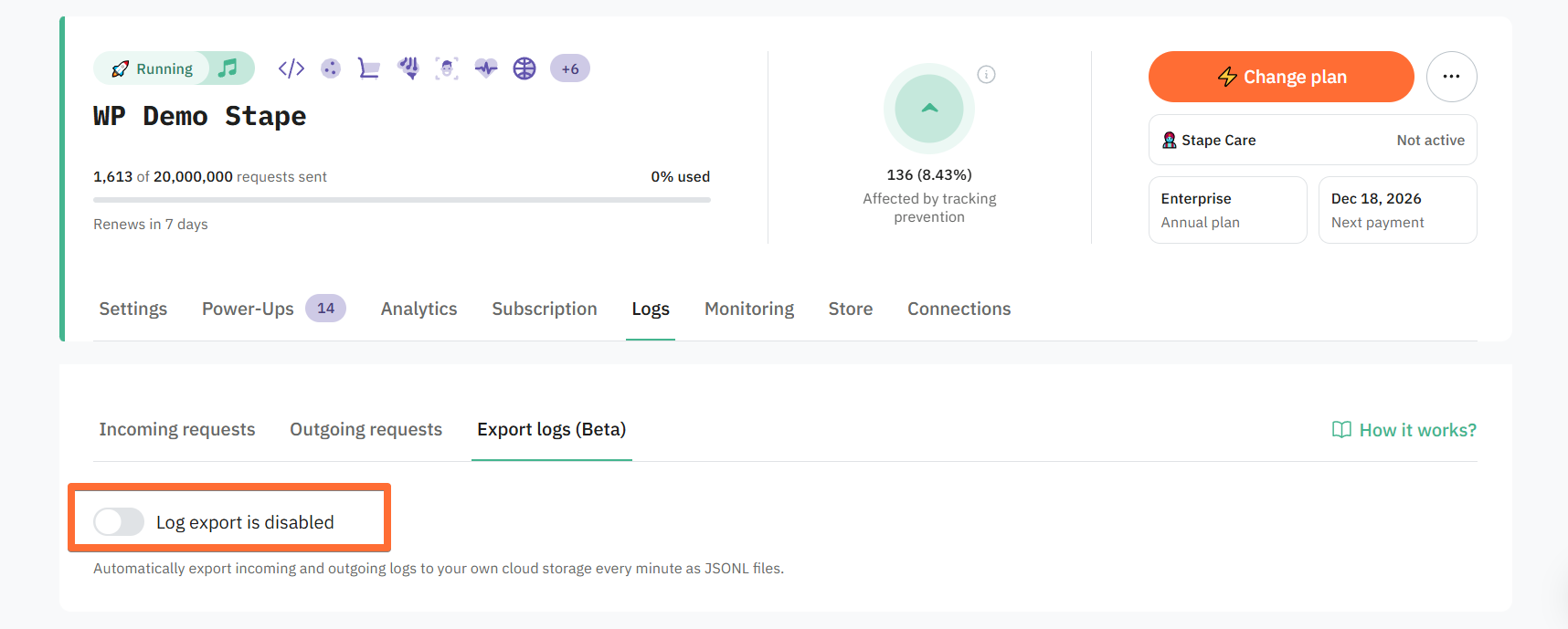 Export logs 