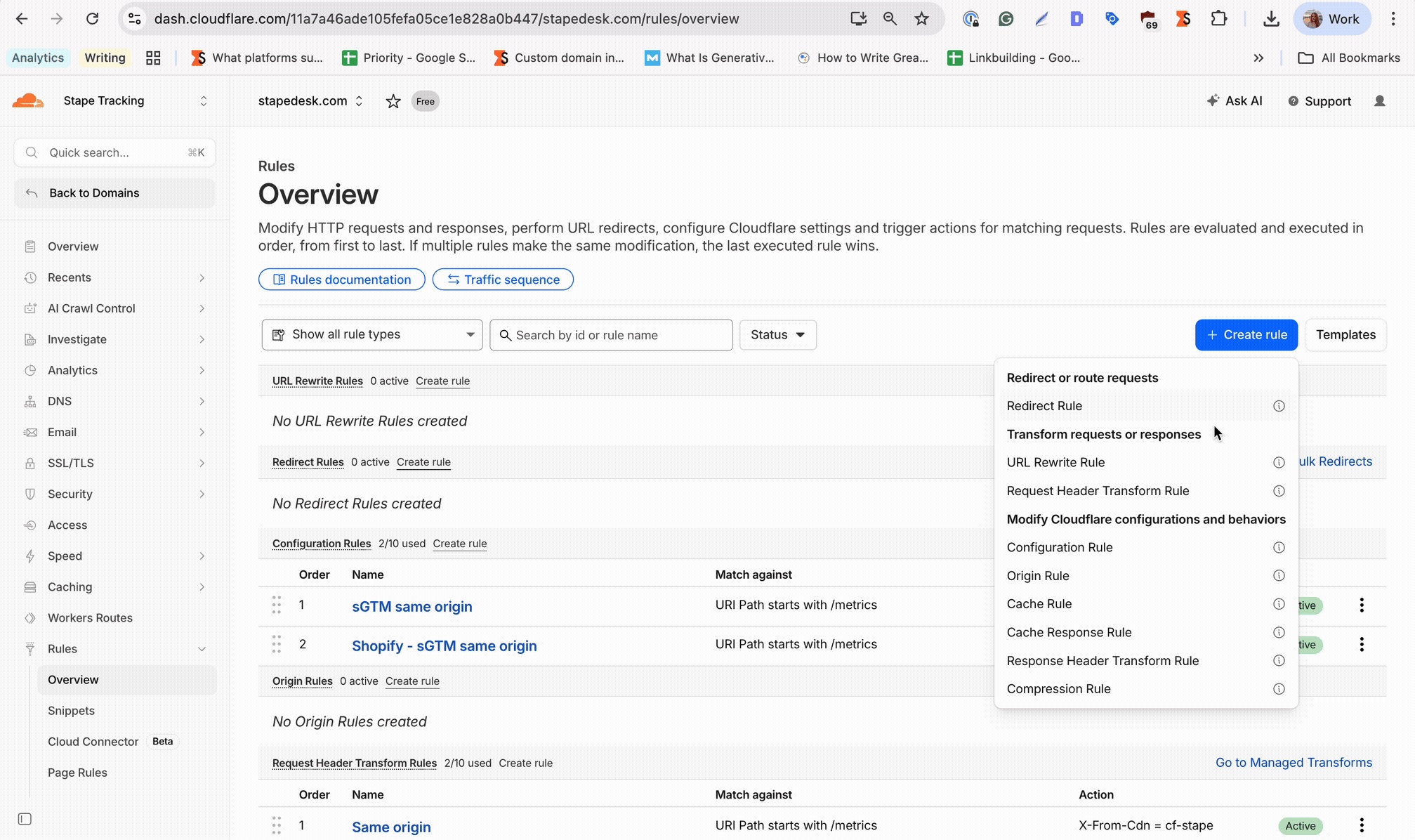 Create a Request Header Transform Rule