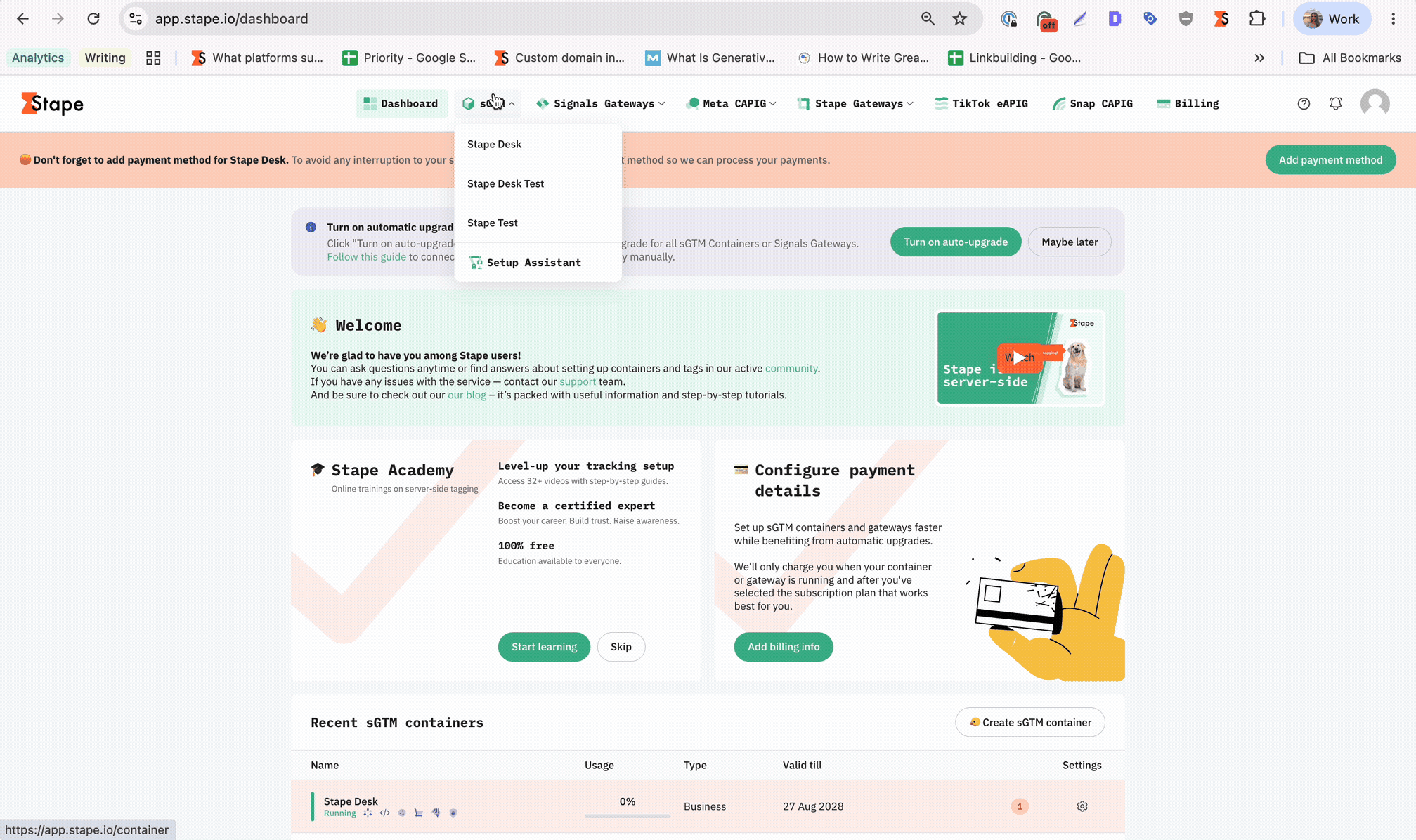 The Container identifier in the Container Settings section