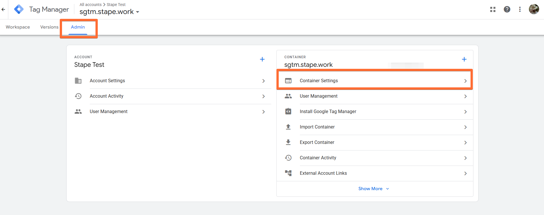 sGTM Container Settings