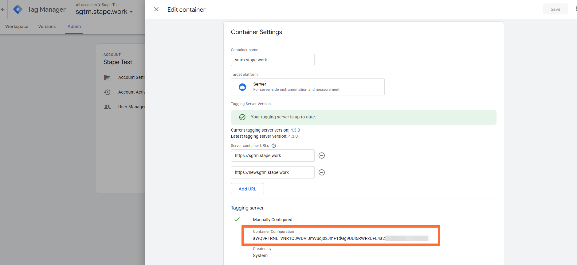 Container Configuration